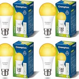 Crompton Dyna Ray 12W Round B22 LED Warm White Pack of 4-5
