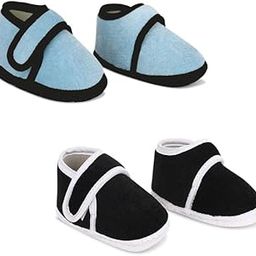 New Born Baby Casual Velcro Closure Velvet Booties | Unisex New Born Baby Booties | Breathable And Anti-Slip Booties For 0-9 Months Baby Girl & Boy - Pack Of 2-10