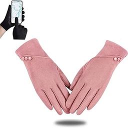 Women Cute design Plush Fur Cuff Winter Gloves Warm Windproof Cold Resistant Warm Velvet Inside Touch Screen Gloves For Girls-14