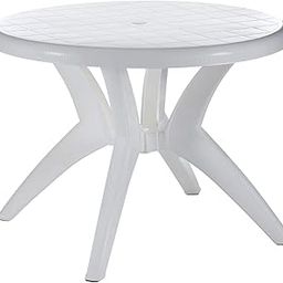 SkyGlamour Supreme Marina 4 Seater Plastic Dining Table | Round Plastic Table for Home Dining Room Set, Garden, Restaurant Indoor/Outdoor Use (Color:Milky White)-picture-28