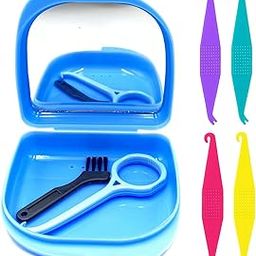 HRASY Oral Care Disassembly Kit/7pcs Including 1 Retainer Case With Mirror and Vent Holes | 1 Aligner Remover Tool | 4 Elastic Rubber Bands Placers | 1 Cleaning Brush (Blue)-picture-31