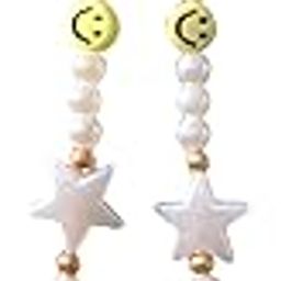 SNOWY SHOP Y2K Stay Happy Smiley Face Beaded Phone Charm Wristlet – Funky Anti-Loss Mobile Hanging Chain Strap for Girls & Women-image-87