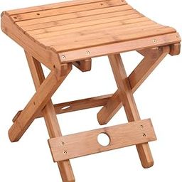 Ganeed Bamboo Folding Stool for Shaving Shower Foot Rest, Home Portable Folding Shower Seat, Small Stool Chair Folding Chairs for Bathroom, Fully Assembled 12.4 Inches Height-image-46