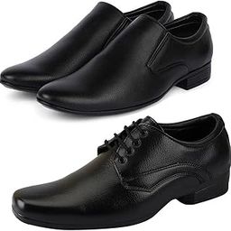 Fashionable Trendy Formal Shoes/Party Shoes/ 2 Shoes Combo with Free Belt for Men and Boys (BAZAAR8821_VTR-401-Blk) Multicolor-image-88