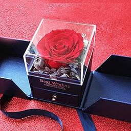Merishopp Natural Preserved Rose Eternal Rose for Valentines Day Mothers Day Women red Business & Industrial/Retail & Services/Jewelry Packaging & Display-image-17