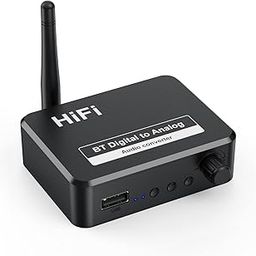ETZIN 192KHZDigital to Analog Audio Converter 5.2 Bluetooth Receiver DAC Wireless Audio Adapter with Optical/Coaxial to 3.5mm Audio Output for TVs, Game Consoles, CD Players, MP3 etc.-0