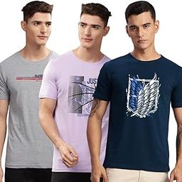 100% Cotton Lycra Tshirts for Men Combo Pack of 3 | Regular Fit | Printed T Shirt | Round Neck Half Sleeve| Mens Tshirts-image-36