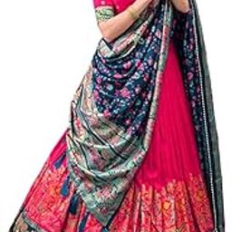 Woman's perfectly Navratri Collection Tussar Silk Lehenga Choli Morani Print with Foil Work Printed-picture-10