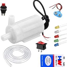 NEXT GEEK Waterproof Mini Water Project DC Pump 3-9v Complete kit with Switch,Led, 9v and Pipe-image-32