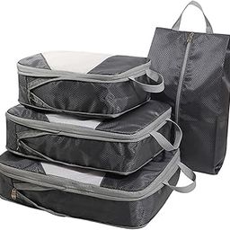 Travel Organizer, 4 Pcs Packing Cubes for Travel, Packing Bags for Clothes, Travel Organizer for Women, Travel Pouch, Space Savers Bags for Cosmetics/Underwear/Socks/Shoes (Grey)-image-9