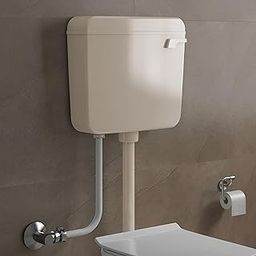 TAXAN Single Flush Tank for Toilet - 10 LTR Water Capacity – Polypropylene Smart PVC Slim Cistern - Wall Mounted, Side Handle Regular Flushing Tank with Complete Set (Dark Ivory)-image-5
