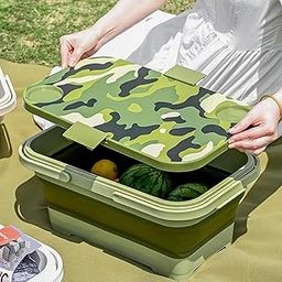 GNOLY Portable Picnic Basket with Lid Tray & Collapsible Sink - Leak-Proof Travel Basket Reusable Collapsible Box - Space-Saving, Leakproof Storage Basket for Outdoor & Car Travel (1Pcs)-image-17