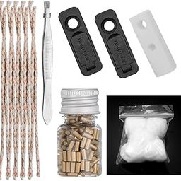Universal Lighter Repair Kit - 200pcs Flint Stone, 10pcs Wick, 6pcs Cotton Wadding, Cotton Felt Pad & 2pcs Rubber Felt Pad, Tweezers - Gold Flint-24