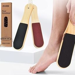 INSIME Premium Wooden Foot scrubber for dead skin cracked heels & callus remover | Double sided Foot filer for pedicure heel scubber & feet dead skin remover | Pedicure tool brush callus remover for feet-44