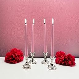 HOSLEY Pack of 4 Rose Fragrance Taper Candles|10 Inch Long|Dinner Candles|Smokeless & Dripless|Celebration Candles|Long Burning|Perfect for Home Decor, Lighting|Burn Time 9 Hours| Baby Pink-image-70