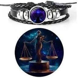 "Swissbell : - Libra ((तुला राशि)) 12 New Constellation Bracelet Zodiac Signs Guardian Fluorescent Woven Leather Bracelet for Women & Men, All age Jewelry Gifts For Unisex-47