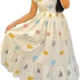 Women's Pure Cotton Maxi Midi Dress Western Dress for Women Elegant Floral Printed Long Dresses | Soft & Breathable Fabric | Casual-image-62