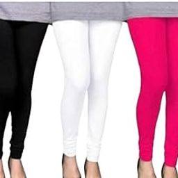 Fashion Viscose Lycra Fabric Leggings for Women Multi Color Combo Pack of 3 | Color Black,White,Pink-image-48