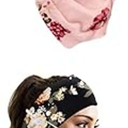 LICHTS®2 Sets Buttons Headband with Face Mask Pink Flower+Black Flower|Clothing, Shoes & Accessories | Womens Accessories | Hair Accessories|2 Sets Headband with on Mask (Patterns As You Choose)-image-73