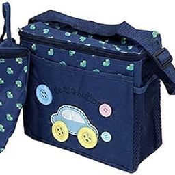 Imported 4pcs Cute As Button Embroidery Baby Nappy Changing Bags Sets Dark Blue T9G7_2195-image-1