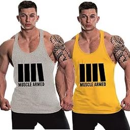 Men's Cotton Vest – Sleeveless Shirt for Casual Wear, Gym, and Sports – Breathable and Comfortable, Lightweight, Easy Care |Colour: Grey and Yellow|Material: Polyester|SizeL|Pack of 1-1015-image-48