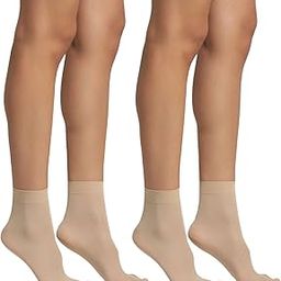 Women's Ankle Length Sheer Thumb Socks(Black/Skin)-Pack of 2-25