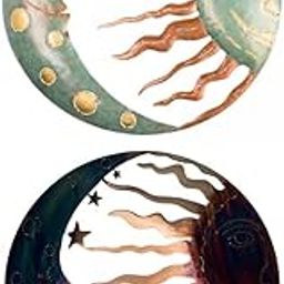 UJEAVETTE 2 PCS Sun and Moon Wall Decors Metal Wall Art for Balcony Outdoor Porch Door-image-81