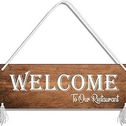 Blue Finch Restaurant Decorations Items, Wall Or Door Hanging Welcome To Our Restaurant Wooden Sign for Door Hanging Decor Or Restaurant Decor-image-84