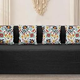 SOFA SANCTUARY 4-Person Sofa Cum Bed Jute Fabric- Washable Cover- Including 4 Cushion |6' X 6' Ft|Perfect for Home & Office for Guests - Color Black-image-8
