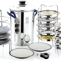 JVL Stainless Steel multi purpose Thatte Idly, Idiyappam/Dhokla, and Mini Idly Maker (Full Set) – Includes 1 Idly Cooker, 5 Thatte Idly Plates, 5 Idiyappam/Dhokla Plates, 5 Mini Idly Plates & only 1 single Stand – Perfect for Home & Kitchen Use.-15