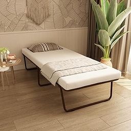 Homdec Aquila Folding Single Metal Bed (2.5ft x 6ft) Without Mattress, Space Saving Foldable Bed, Portable Bed, Guest Bed for Bedroom, Office, Camp, No Assembly Required (Brown)-picture-11