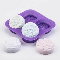 Round Flower Designed 4 Cavity Soap Making Heavy Wt Silicone Mould (80 Gm Approx) JKB-351-picture-15