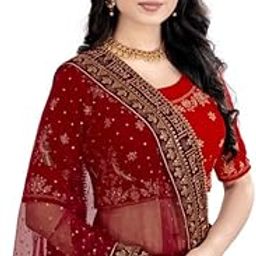 2.5M Maroon Net Sada Saubhagyawati Bhav Bridal Wedding Dupatta || Bridal Women's Net Dupatta || Traditional Dulhan Entry Chunni || Designer Contrast Dupatta for Lehenga Saree (Maroon Patti)-image-84