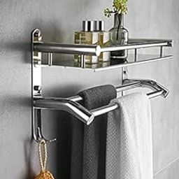 Welson Single Layer Stainless Steel Towel Rack for Bathroom Organization and Style - Wall Mount Bathroom Shelf Organizer with Space-Saving, Durable, Easy Installation (15Inch, Chrome Finish)-image-74