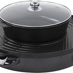 2 in 1 Hot Pot Electric - 3.5L 44cm Portable Electric Grill Pan Korean BBQ Grill Smokeless Grill Indoor Barbecue Grill Hot Pot with Divider for Home Kitchen, Dual Temperature Control(EU)-12