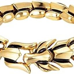 Gothic Punk Bracelet Titanium Steel Dragon Scale Bangle Gold 9.05 inches-image-25
