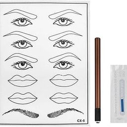 Microblading Eyebrow Permanent Makeup Kit Tattoo Pen Needle Practice Skin Eyebrow C|Professional Tattoo Kit & Supplies, Tattoo Ink Set with Accessories, Body Art Stencil Pack For All|-13