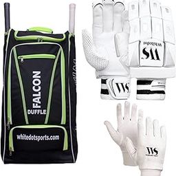 Whitedot Dot 2.1 Cricket Batting Gloves with Falcon 1.0 Kitbag with Full Finger Inner Gloves Suitable for Mens/Large/Adult-image-40