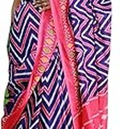 Women's Ikat Printed Pure Cotton Ready To Wear one Minute Saree With Unstitched Blouse Piece-19