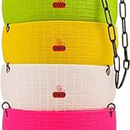 SNKM - Plastic Hanging Planters Pots with Chain | Flower Plants Hanging Pots | for Home, Garden and Balcony Fo Plants | Hooked Hanging Pots (Multicolour, 4.5 Inch, Pack of 4)-picture-2