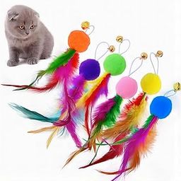 Cat Toys - Interactive Toy Set with Retractable Teaser Wands and Feather Toys - Activity Toys to Exercise Cats and Kittens (Only 6 Feather Balls Replace Heads)-image-72