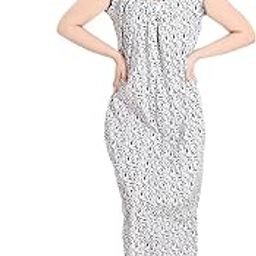 Women's Pure Cotton Printed Sleeveless Nighty (OS-003-SL) Leaf Black…-picture-16