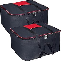 Just Mart Moisture Proof Nylon Non Woven Medium Size Underbed Storage Bag For Clothes (52 x 44 x 20 cm) - Black, Rectangular (Pack of 2)-picture-17