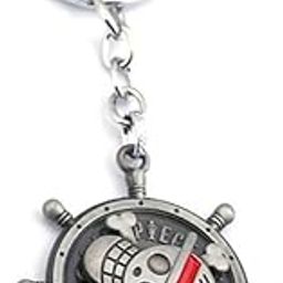 One Piece Anima Manga Ship Steering Wheel Spinning Rotating Silver Keychain-picture-48