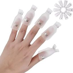 HiMo 10PC Plastic Acrylic Nail Art Soak Off Cap Clip UV Gel Polish Remover Wrap Tool (White)-image-52