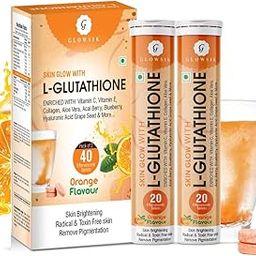 Glowsik Glutathione 40 Effervescent Tablets for Skin Health, 600mg Glutathione Reduced with Vitamin C for Lightening, Antioxidants Supplements for Glowing Skin Health, Orange Flavour-image-57