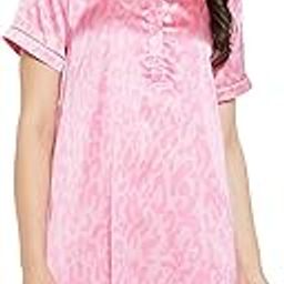 Women's Satin Satin Basic Button Down Short Nightdress in Pink-image-21