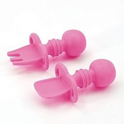 A Baby Cherry - Toddler First Training Utensil, Easy Grip Silicone Spoon & Fork for Baby Led Weaning Stage 1 || Anti-Choke Design-image-55