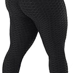 Ubervia Anti-Cellulite Butt Lift Leggings High Waisted Scrunch Booty Yoga Pants Textured Ruched Tights for Women(#7-Pocket White Grey-image-3