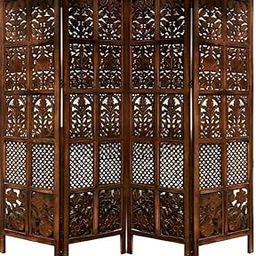 Engineered Wood 6 Ft Mix Design Foldable Partition 4 Panels, Partition for Living Room, Room Separator, Wood Screen Separator for Living Room, Bedroom (Mix-Brown)-10